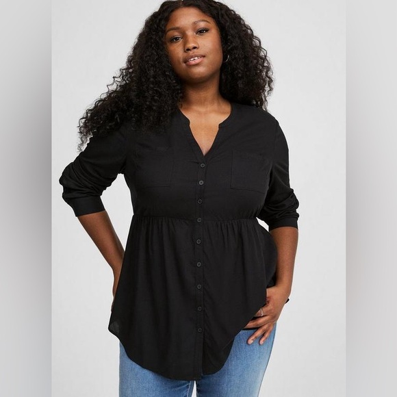 torrid Tops - Torrid 0X Emma Babydoll Tunic black NWT